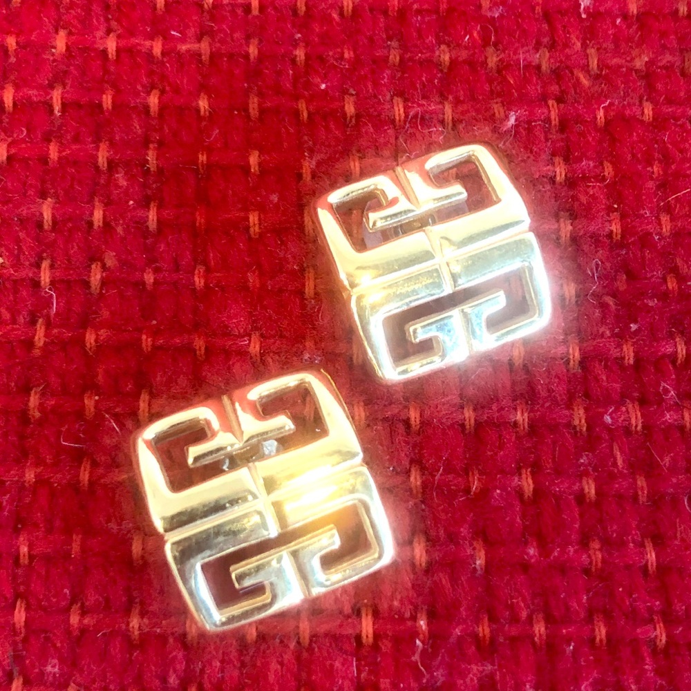 Vintage Givenchy Logo Gold Plated Earrings